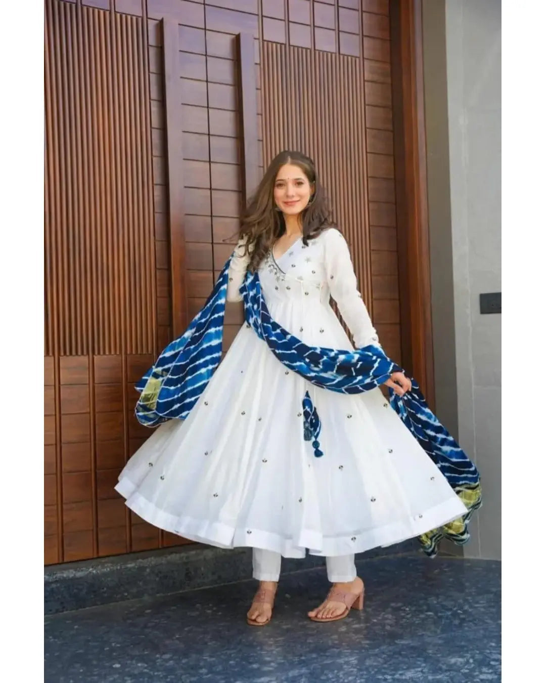 white color anarkali dress Pretty Chinon Silk Embroidery Sequence Suit you can choose the shade that resonates with your personal style WHITE COLOUR GEORGETTE BASE EMBROIDERY