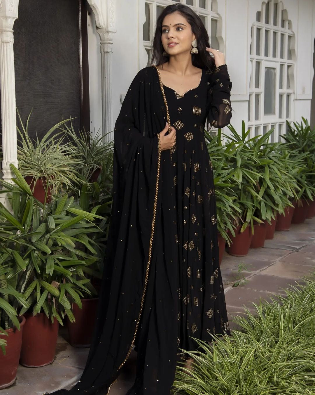 Anarkali Churidar Simple Anarkali Dress Designs CHARCOAL BLACK