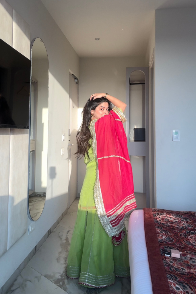 MOST TRENDING PARROT GREEN COLOR EMBROIDERY SEQUENCE WORK SHARARA SUIT SET OF 3