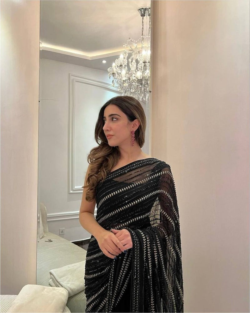 BLACK SEQUENCE WORK  SAREE 