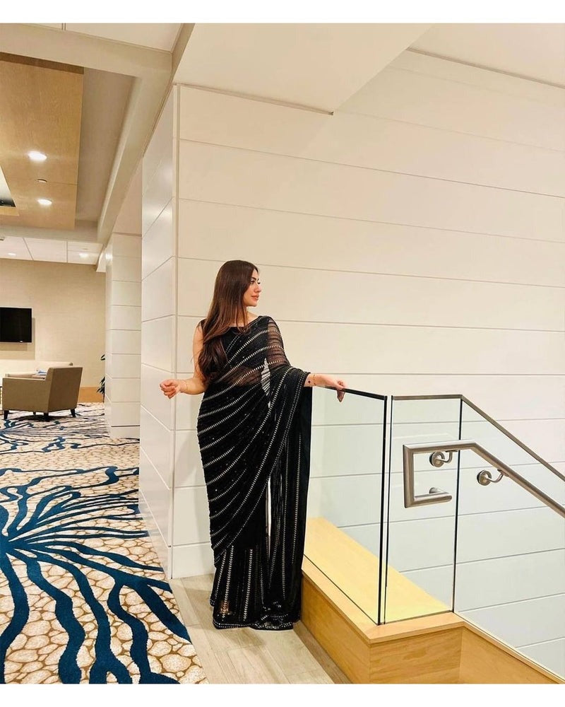 BLACK SEQUENCE WORK  SAREE 