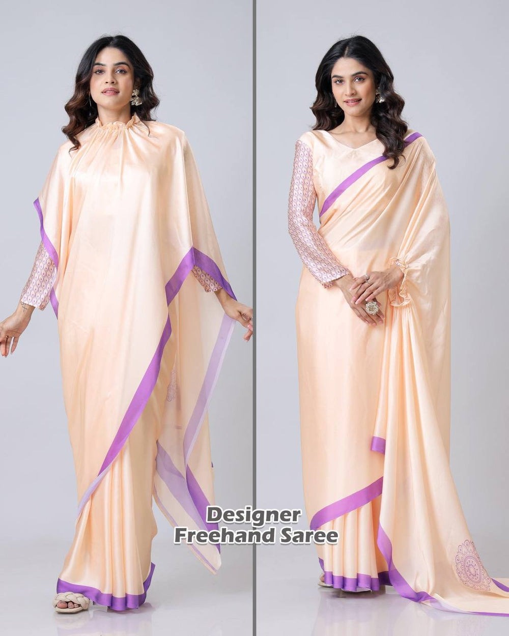 TRADITIONAL MANDALAA PRINT CONTRAST BORDER FREEHAND SAREE