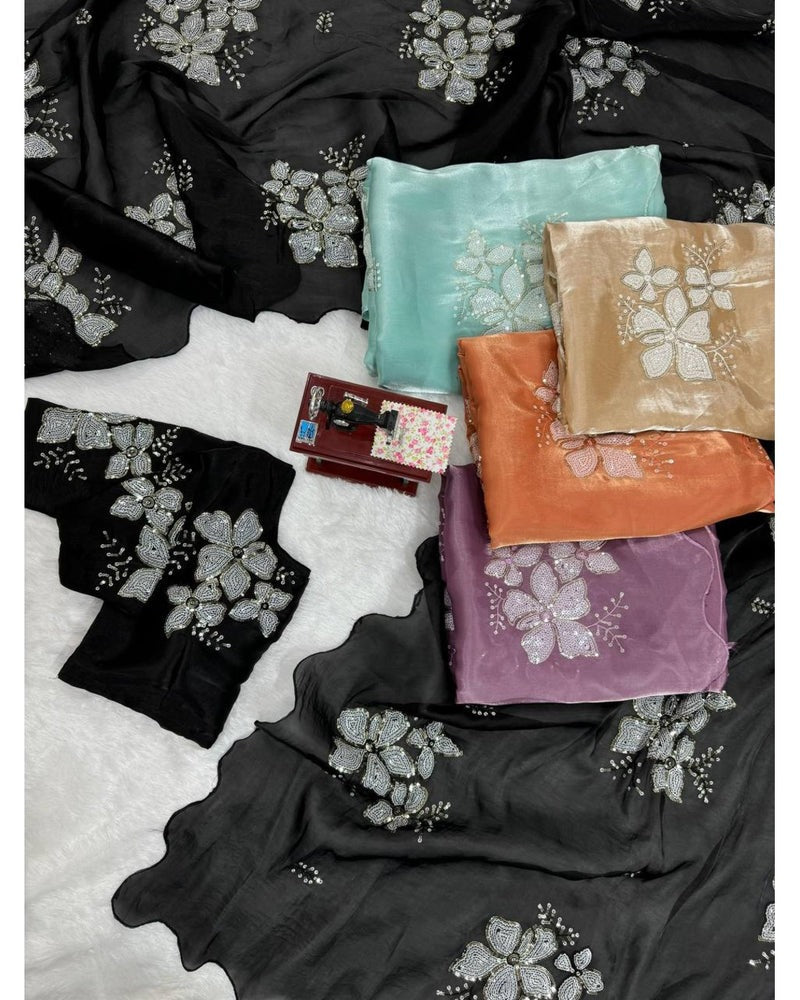 DESIGNER LOOK JIMMY CHOO FABRIC BASE EMBROIDERY SEQUNCE WORK SAREE