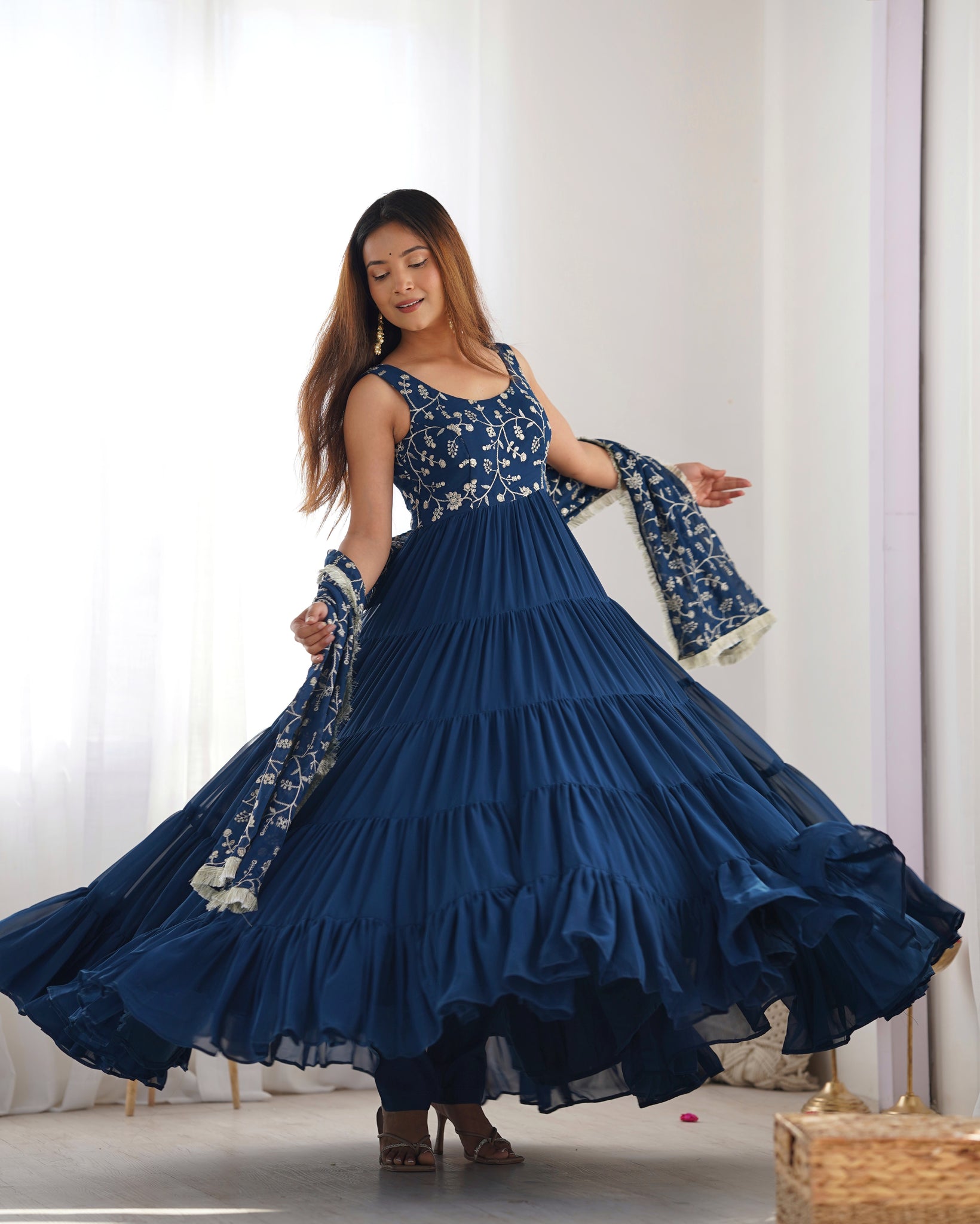 ELEGANT TEAL BLUE ANARKALI GOWN FOR SPECIAL OCCASIONS Fabvilla ELEGANT TEAL BLUE ANARKALI GOWN FOR SPECIAL OCCASIONS Fabvilla
