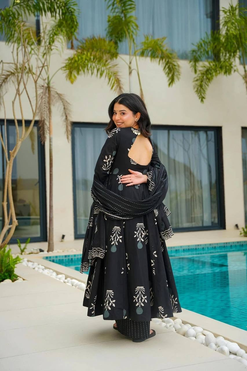 MYSTIC BLACK COTTON SUIT SET