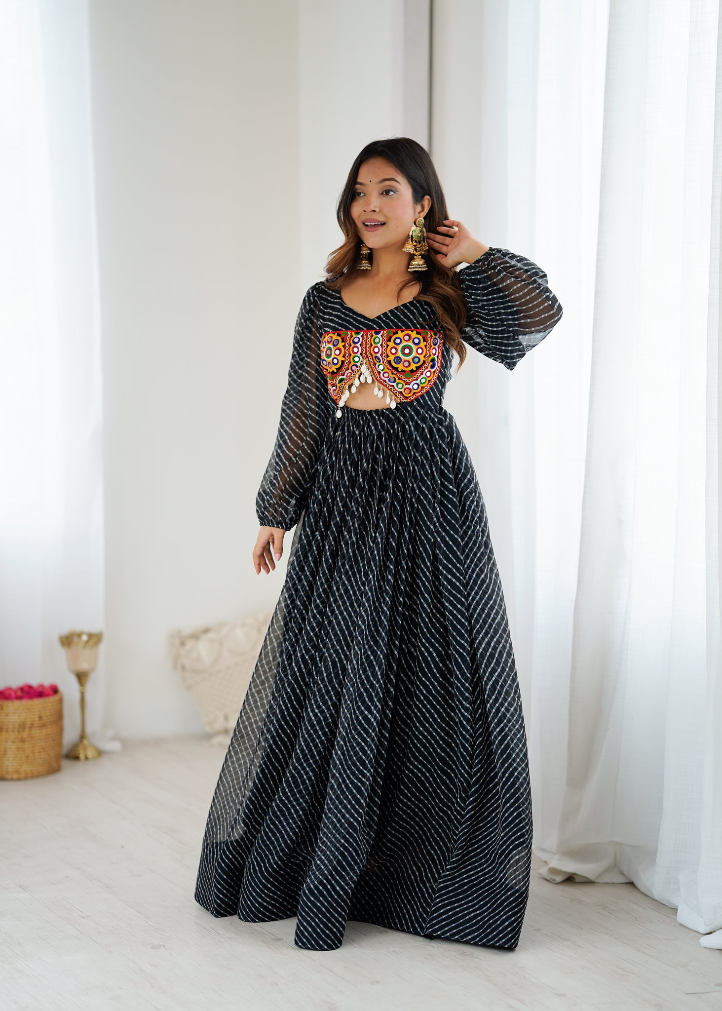 PREMIUM GEORGETTE MAXI WITH DIGITAL PRINT & CHAIN-STITCH WORK