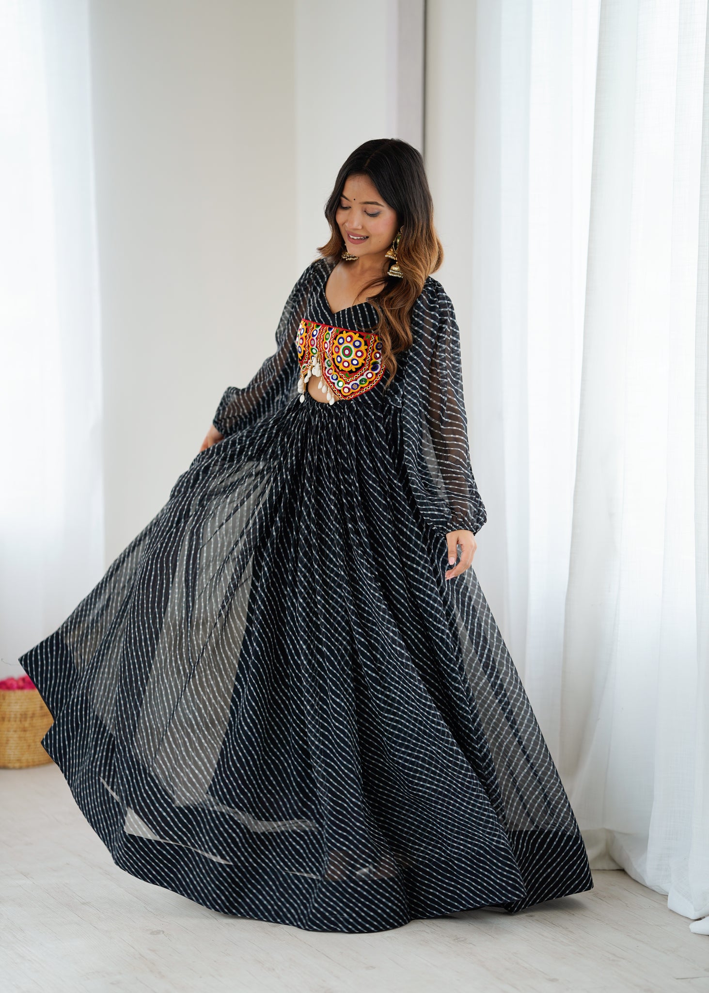 PREMIUM GEORGETTE MAXI WITH DIGITAL PRINT & CHAIN-STITCH WORK