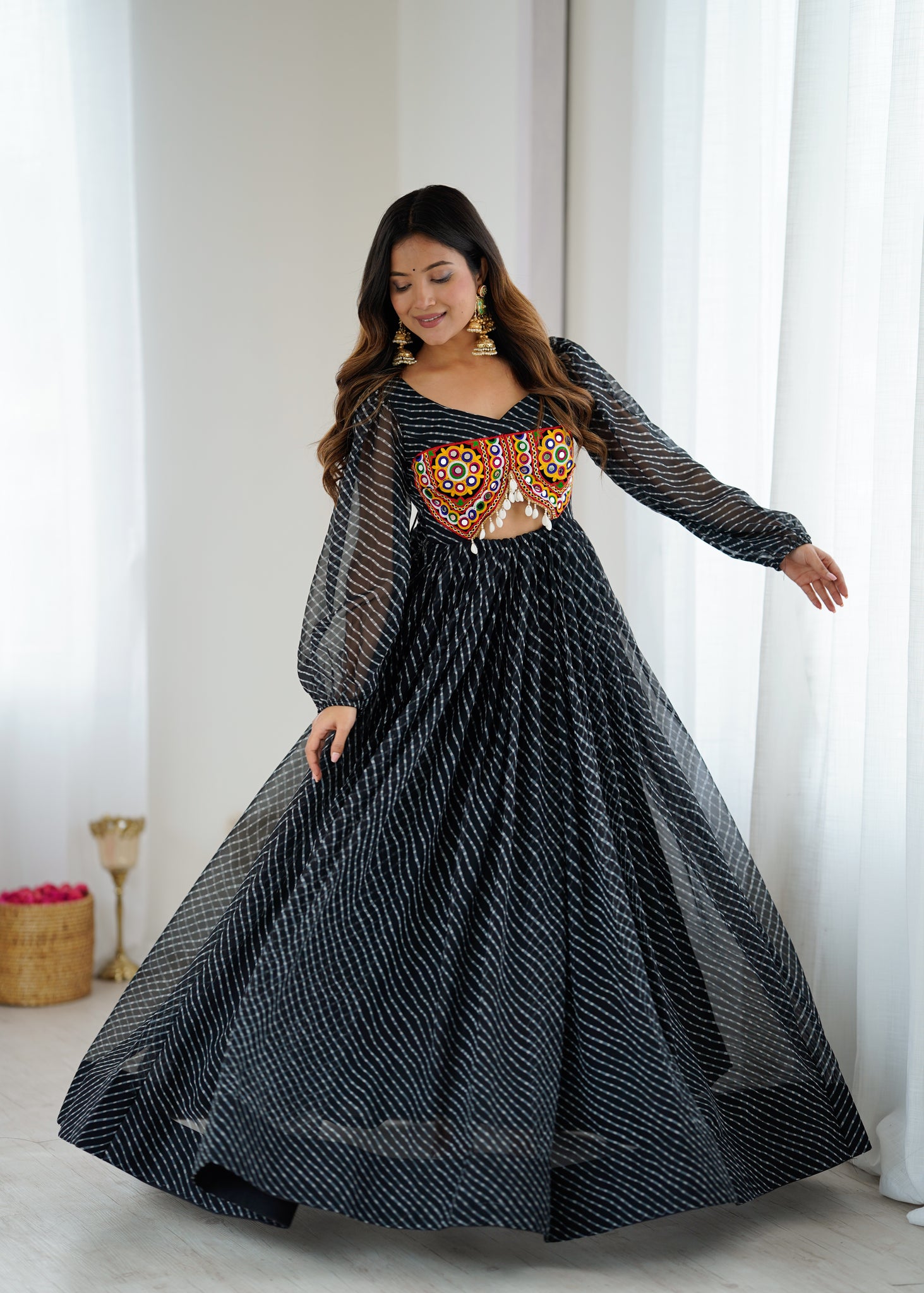 PREMIUM GEORGETTE MAXI WITH DIGITAL PRINT & CHAIN-STITCH WORK