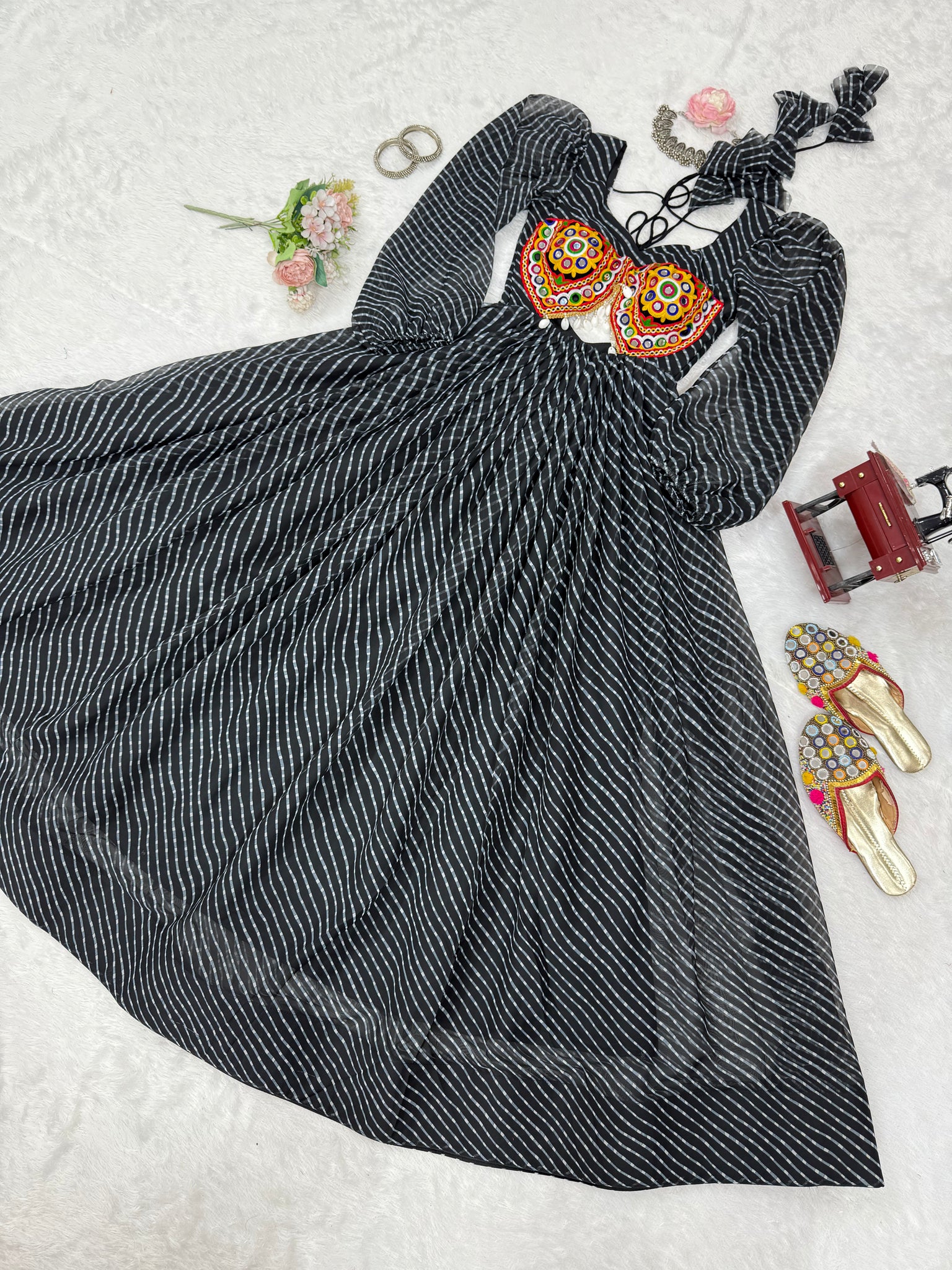 PREMIUM GEORGETTE MAXI WITH DIGITAL PRINT & CHAIN-STITCH WORK