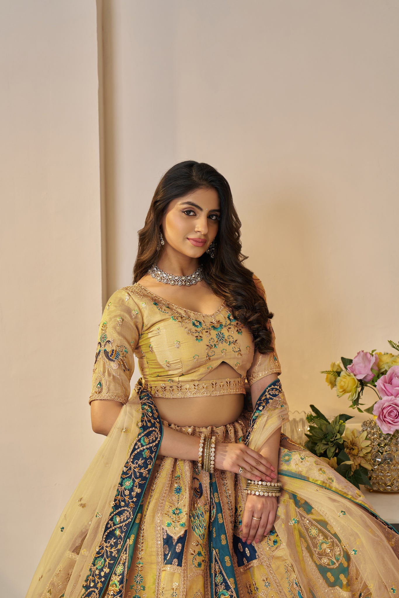THE RAJSI HAATHI COLLECTION – STUNNING YELLOW BANARASI BRIDAL LEHENGA