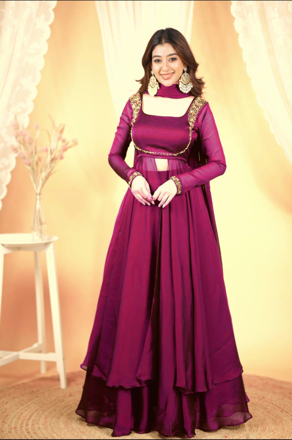 PREMIUM HANDWORK MAROON LEHENGA SET IN PURE RANGOLI SILK