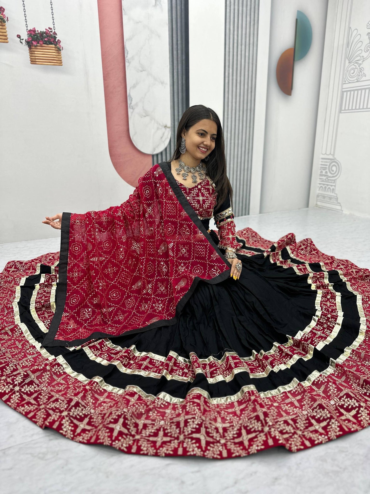 BLACK COLOR NAVRATRI SPECIAL EMBROIDERED CHANIYA CHOLI SET