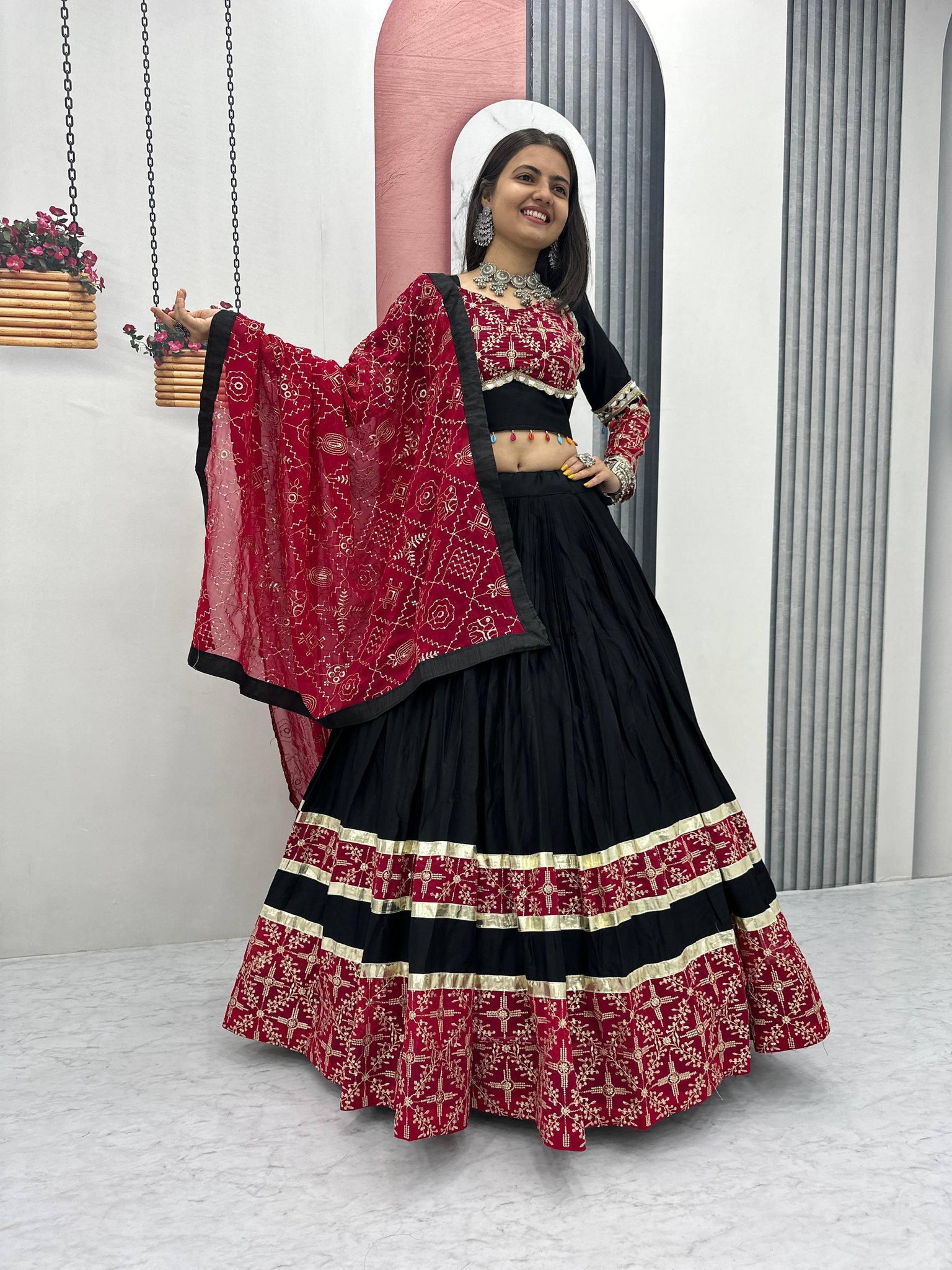 BLACK COLOR NAVRATRI SPECIAL EMBROIDERED CHANIYA CHOLI SET