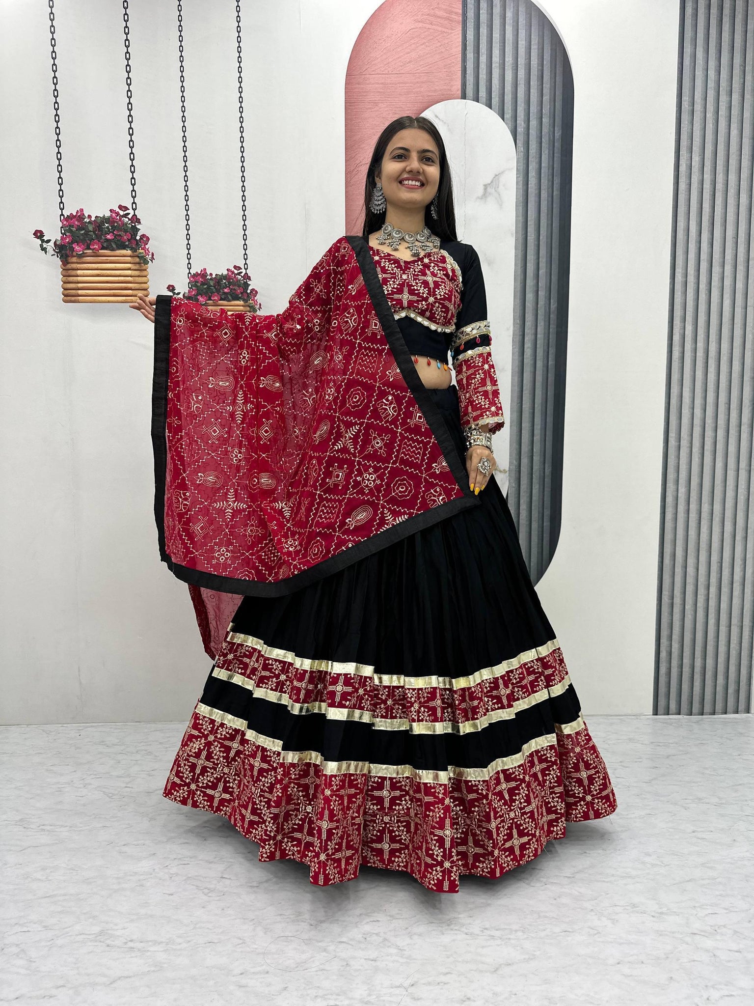 BLACK COLOR NAVRATRI SPECIAL EMBROIDERED CHANIYA CHOLI SET