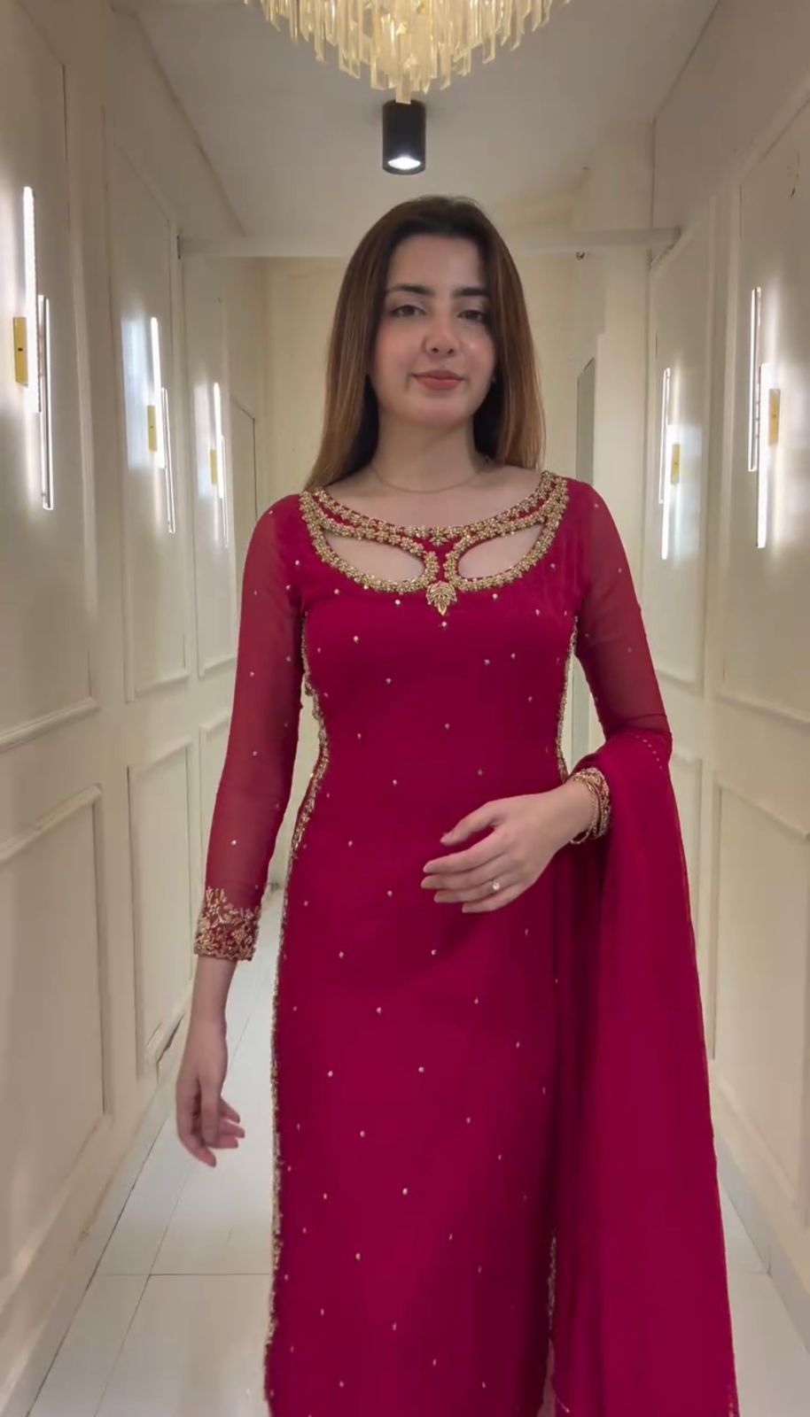 LATEST FESTIVE COLLECTION – PREMIUM FAUX GEORGETTE EMBROIDERED KURTI, PANT & DUPATTA SET