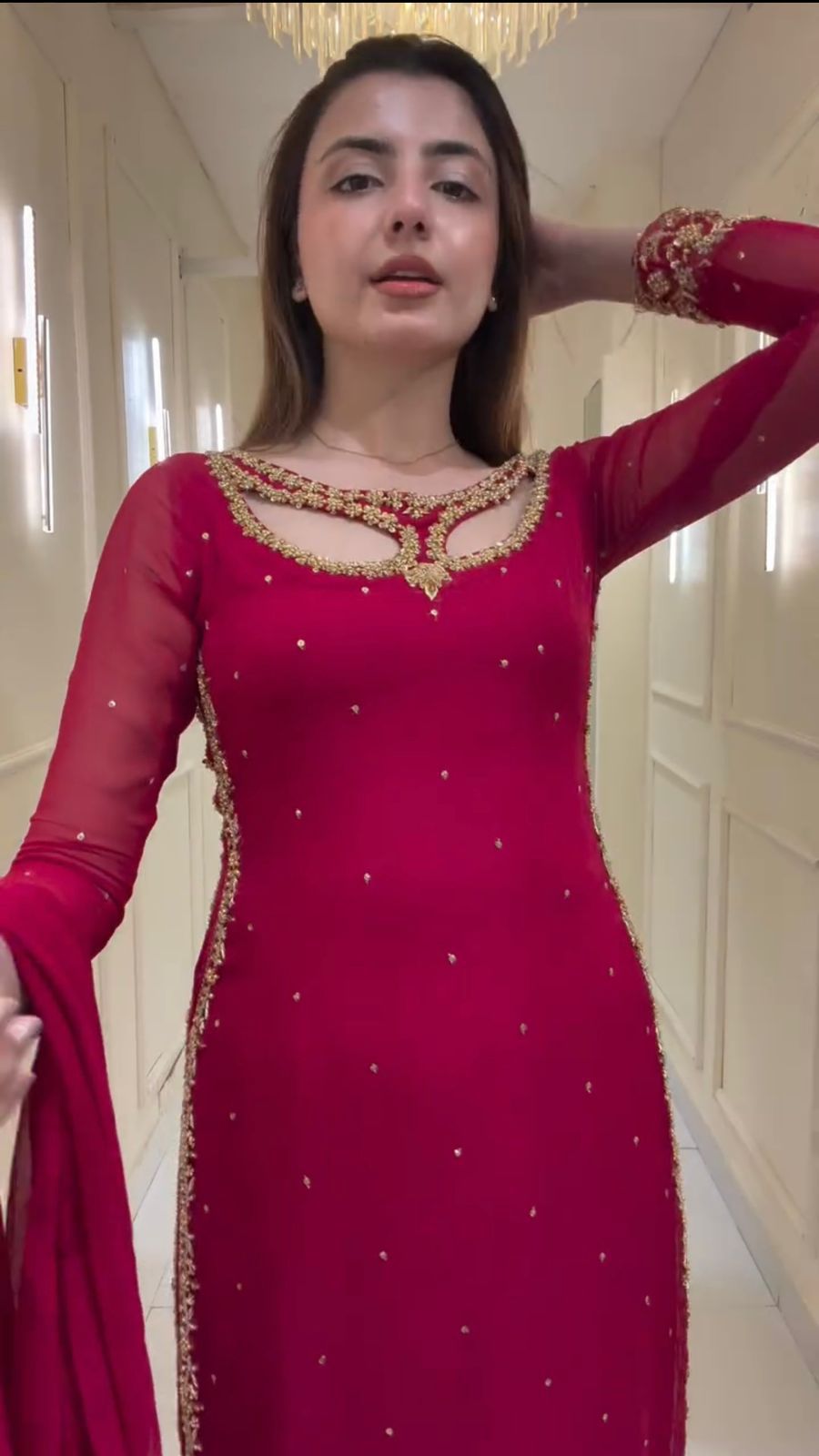 LATEST FESTIVE COLLECTION – PREMIUM FAUX GEORGETTE EMBROIDERED KURTI, PANT & DUPATTA SET