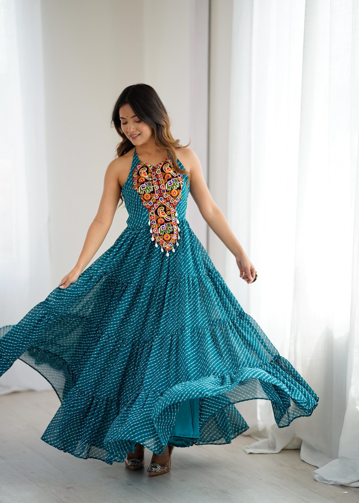 PREMIUM GEORGETTE MAXI WITH DIGITAL PRINT & CHAIN-STITCH WORK