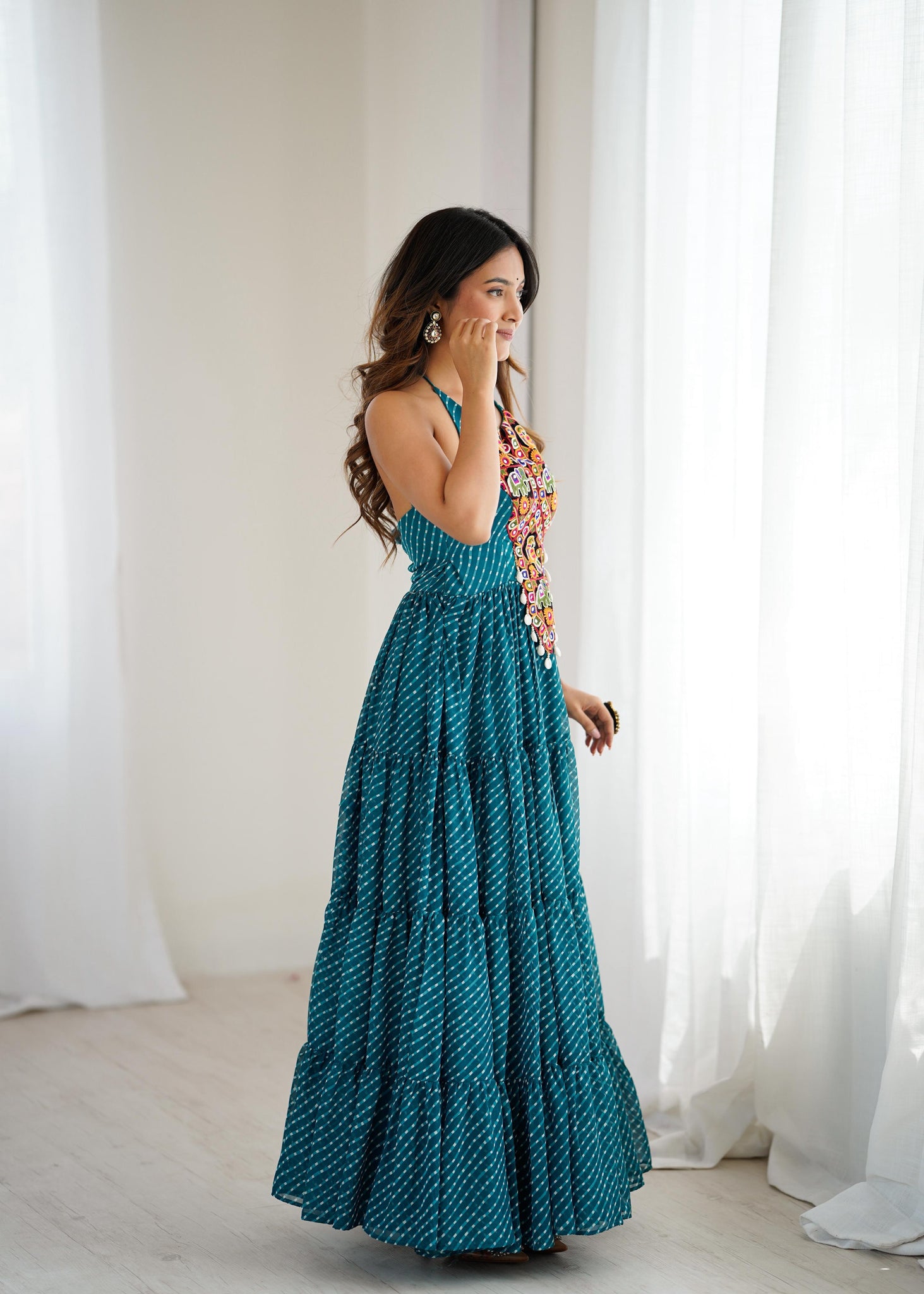 PREMIUM GEORGETTE MAXI WITH DIGITAL PRINT & CHAIN-STITCH WORK