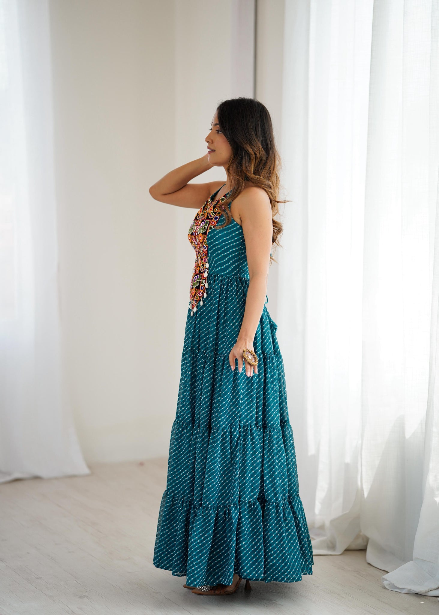 PREMIUM GEORGETTE MAXI WITH DIGITAL PRINT & CHAIN-STITCH WORK