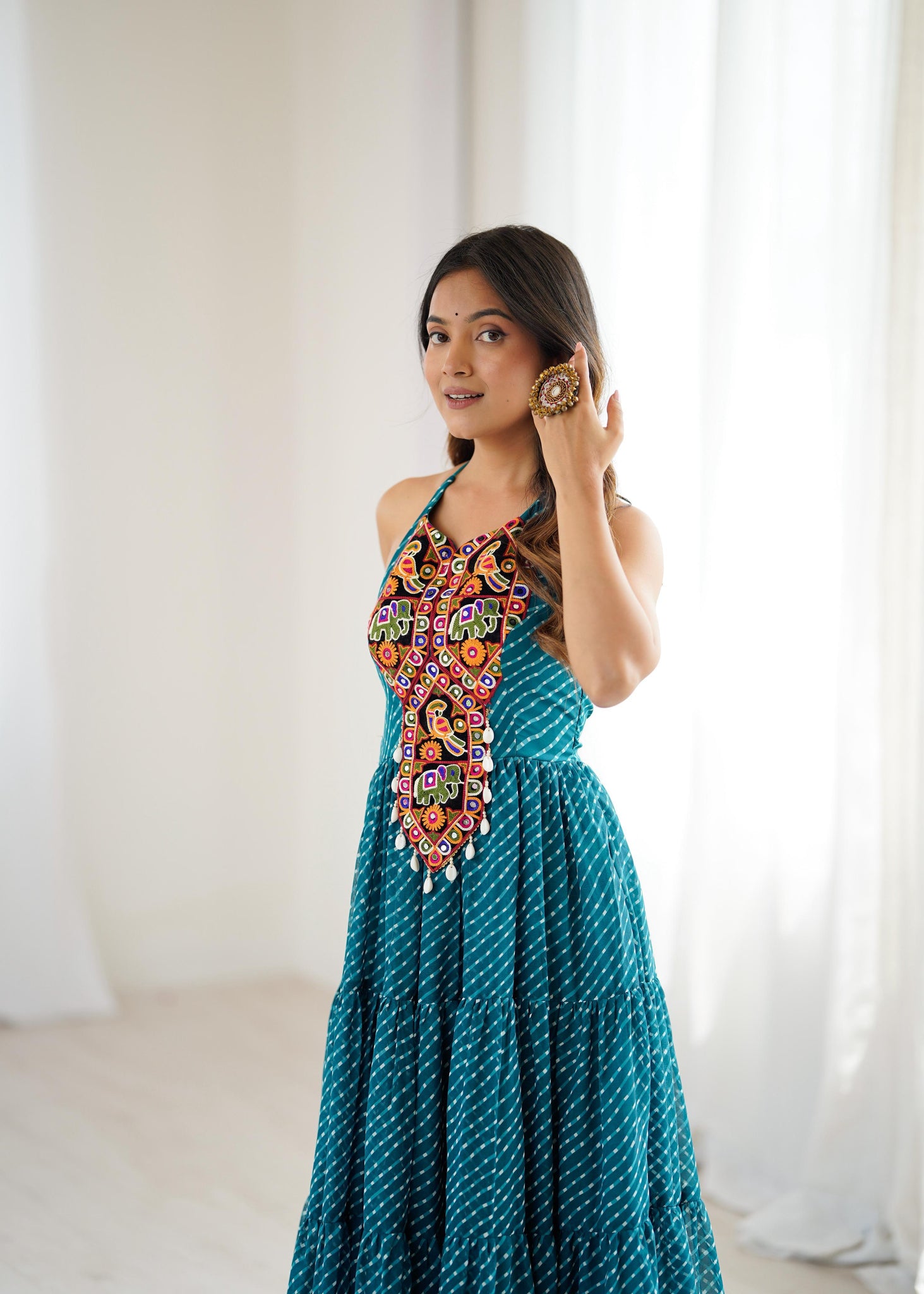 PREMIUM GEORGETTE MAXI WITH DIGITAL PRINT & CHAIN-STITCH WORK