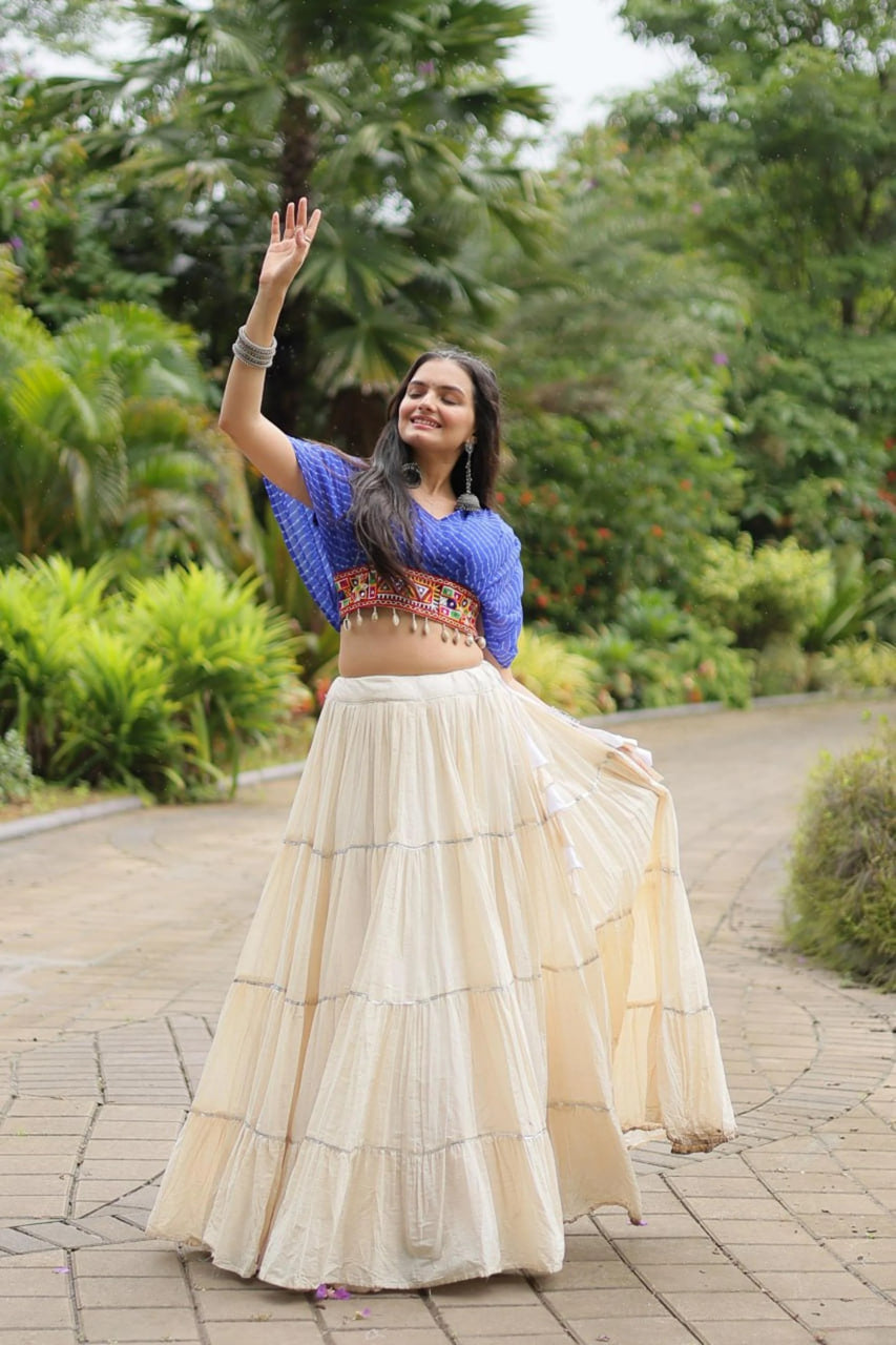 12-METER HUGE FLARED LEHENGA WITH BLUE DESIGNER BLOUSE