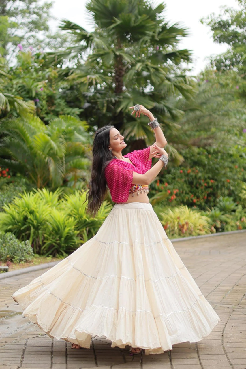 12-METER HUGE FLARED LEHENGA WITH RANI PINK DESIGNER BLOUSE
