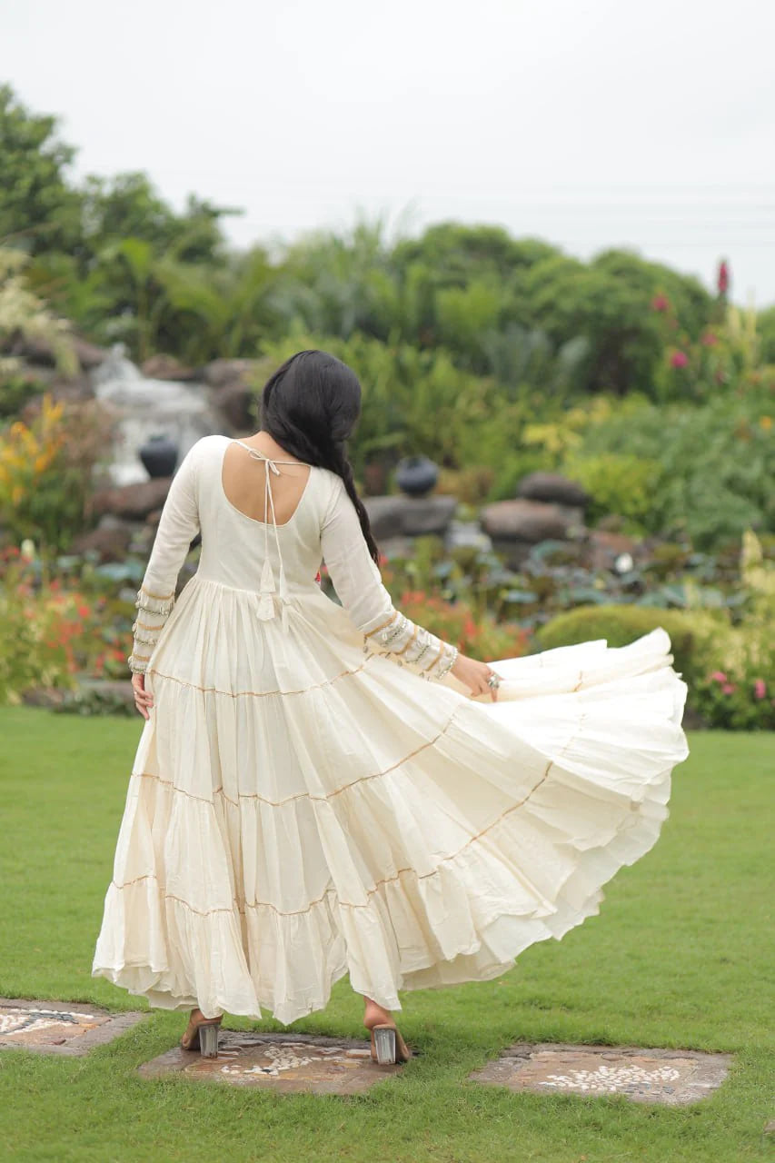 MILKY WHITE NAVRATRI GOWN