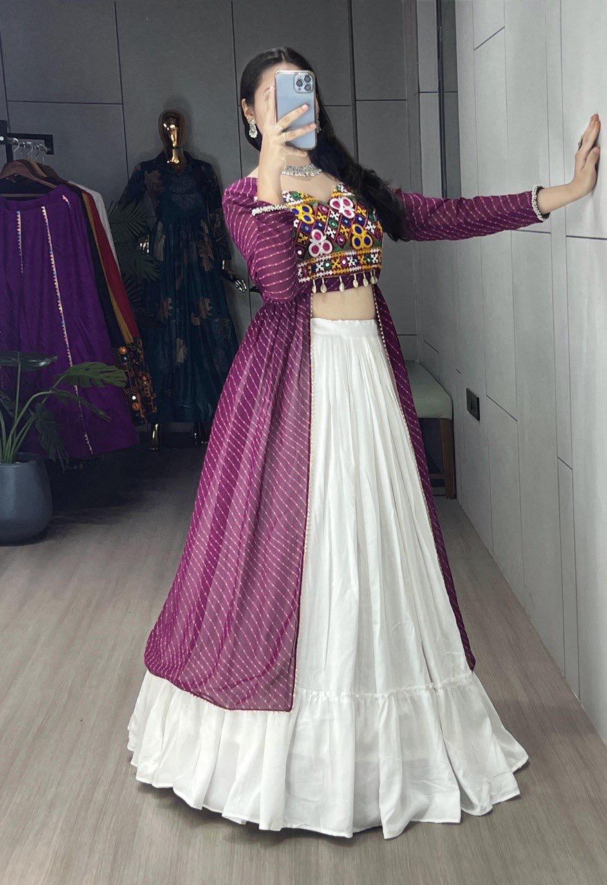 NAVRATRI SPECIAL LEHERIYA PRINT KURTIS WITH TRADITIONAL LEHENGA SET