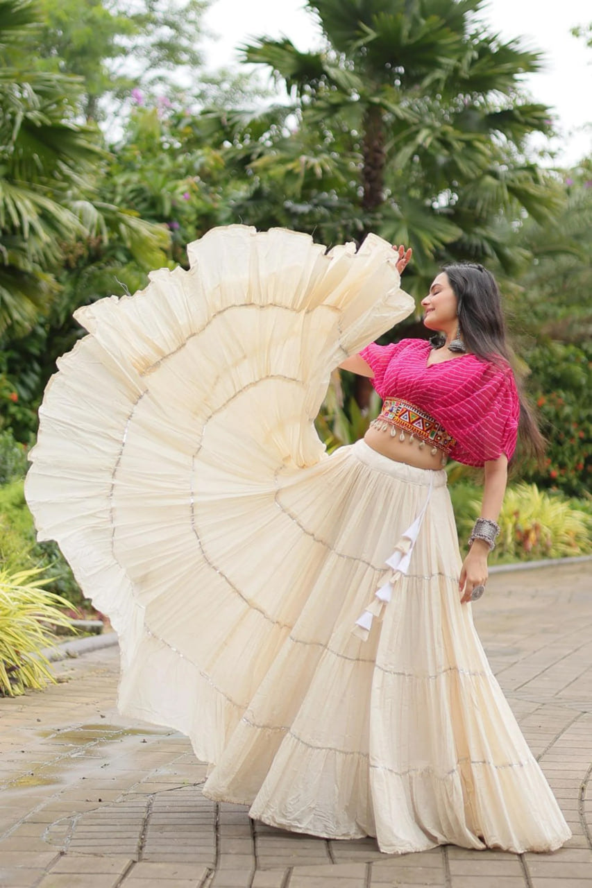 12-METER HUGE FLARED LEHENGA WITH RANI PINK DESIGNER BLOUSE
