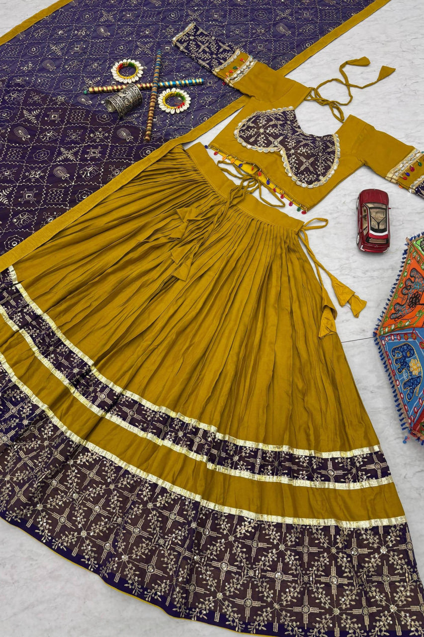 MUSTARD TRADITIONAL NAVRATRI CHANIYA CHOLI