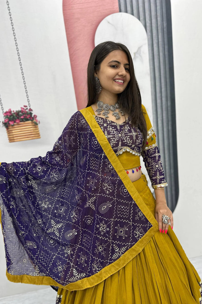 MUSTARD TRADITIONAL NAVRATRI CHANIYA CHOLI