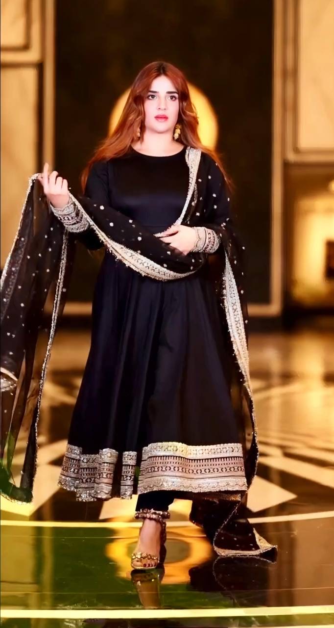CLASSIC BLACK ANARKALI SUIT IN PREMIUM RAYON COTTON