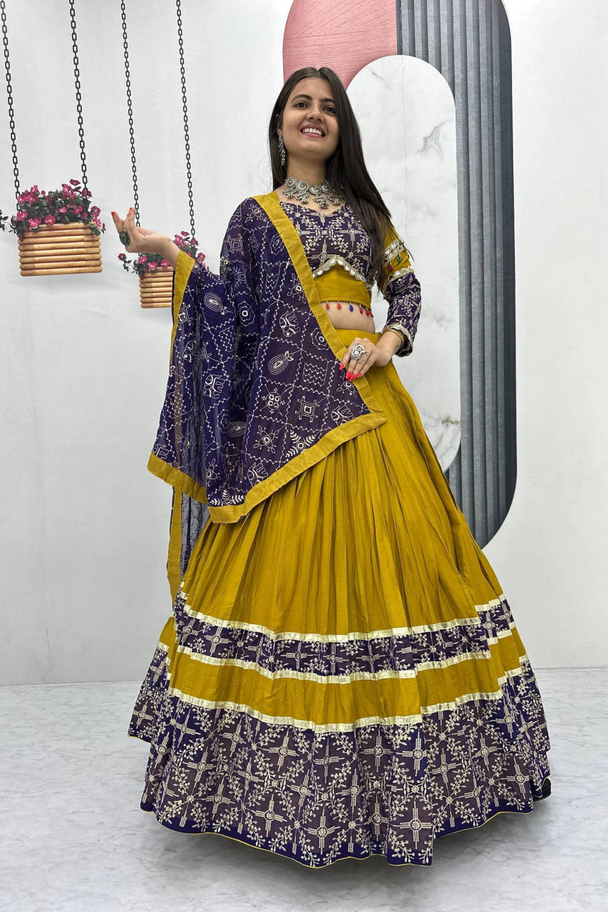 MUSTARD TRADITIONAL NAVRATRI CHANIYA CHOLI