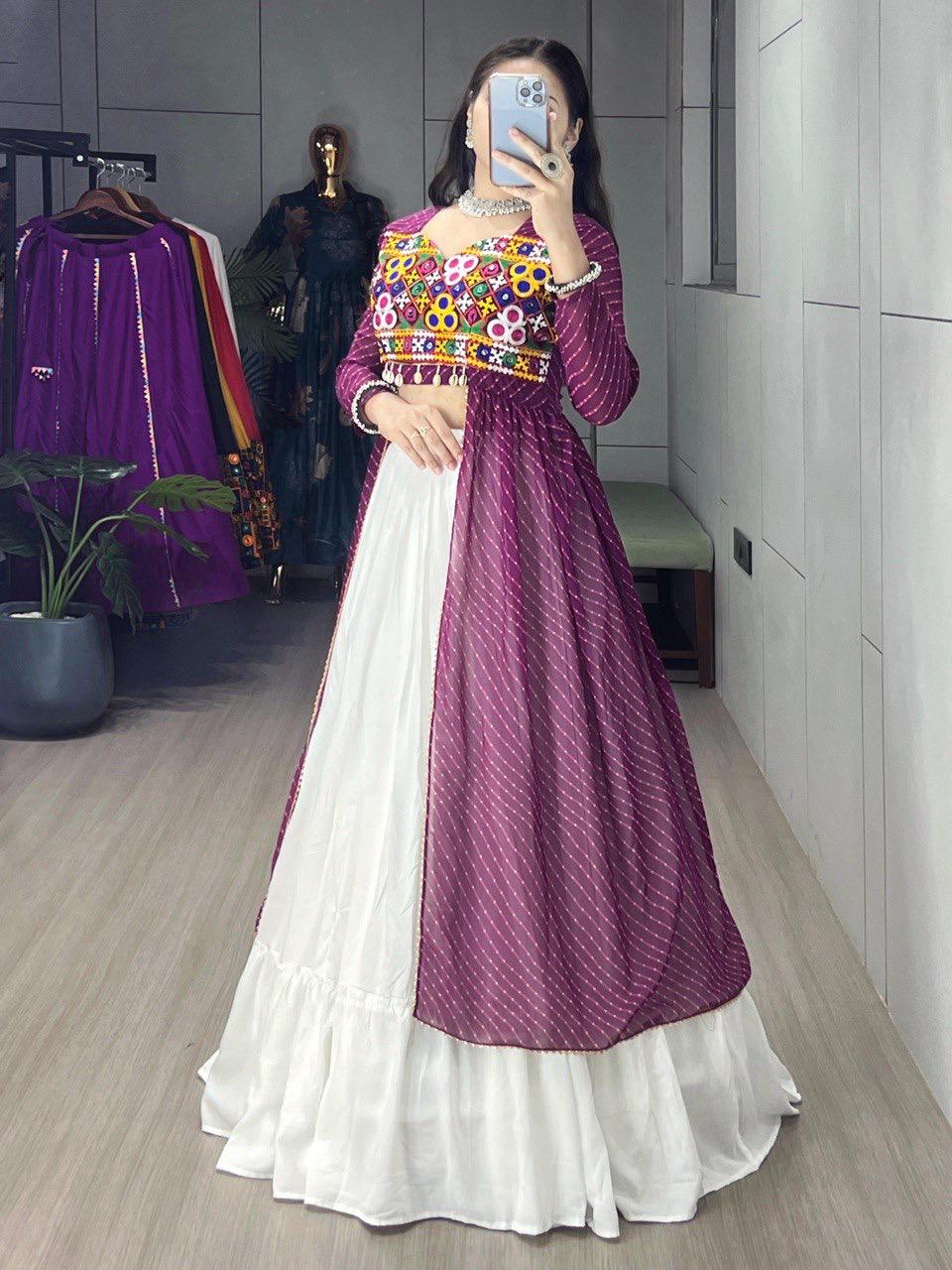 NAVRATRI SPECIAL LEHERIYA PRINT KURTIS WITH TRADITIONAL LEHENGA SET