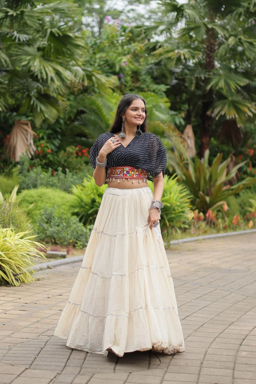 12-METER HUGE FLARED LEHENGA WITH BLACK DESIGNER BLOUSE