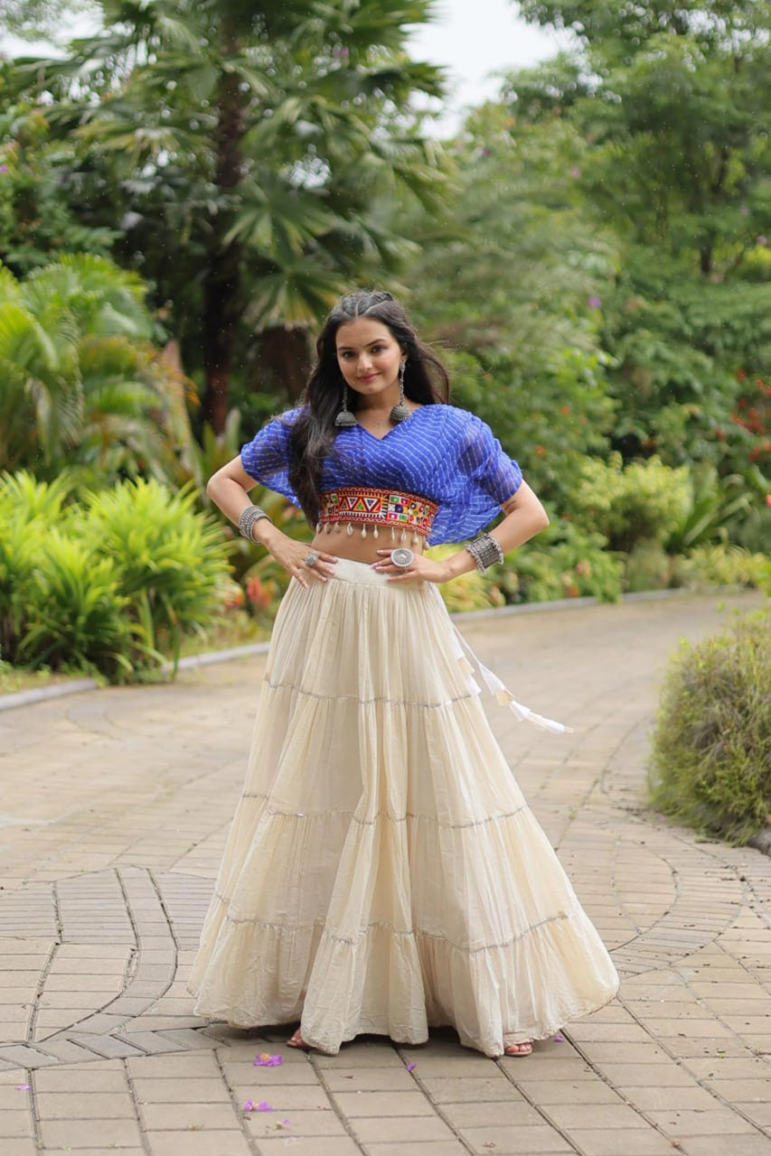 12-METER HUGE FLARED LEHENGA WITH BLUE DESIGNER BLOUSE