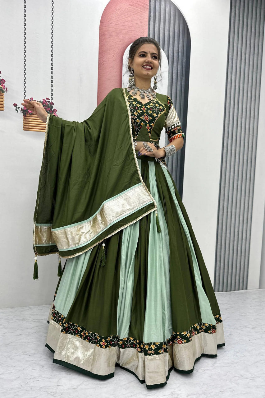 MEHNDI GREEN TRADITIONAL NAVRATRI CHANIYA CHOLI