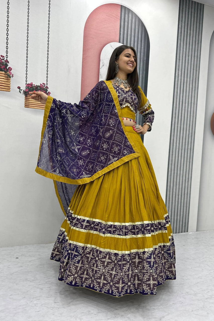 MUSTARD TRADITIONAL NAVRATRI CHANIYA CHOLI