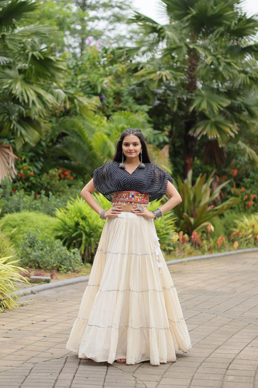 12-METER HUGE FLARED LEHENGA WITH BLACK DESIGNER BLOUSE