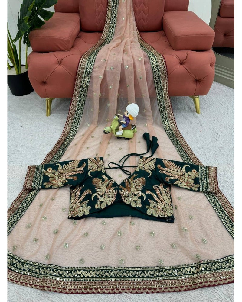 DESIGNER LOOK THREAD & SEQUENCE WORK SAREE 