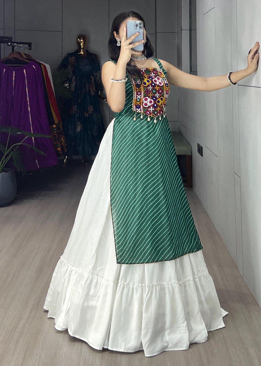 NAVRATRI SPECIAL LEHERIYA PRINT KURTIS WITH TRADITIONAL LEHENGA SET