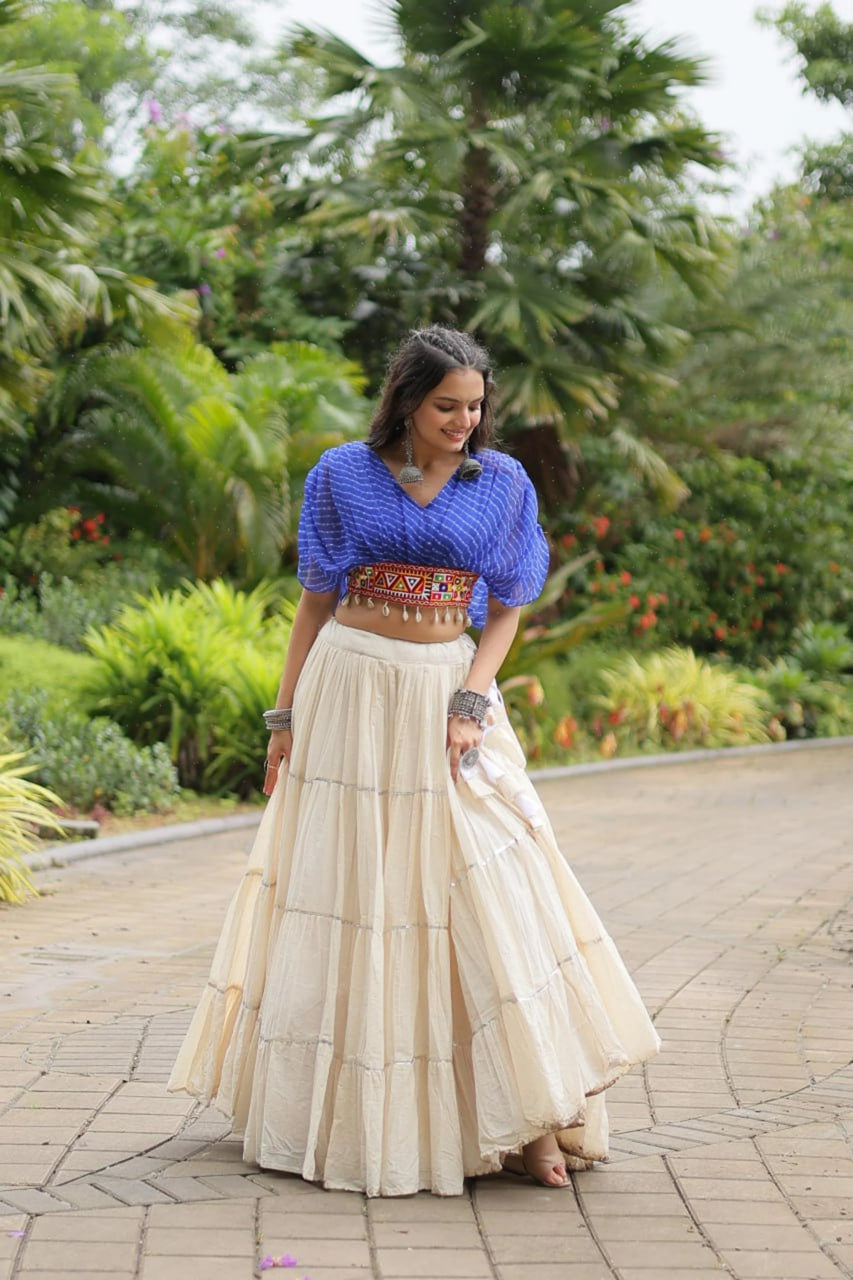 12-METER HUGE FLARED LEHENGA WITH BLUE DESIGNER BLOUSE