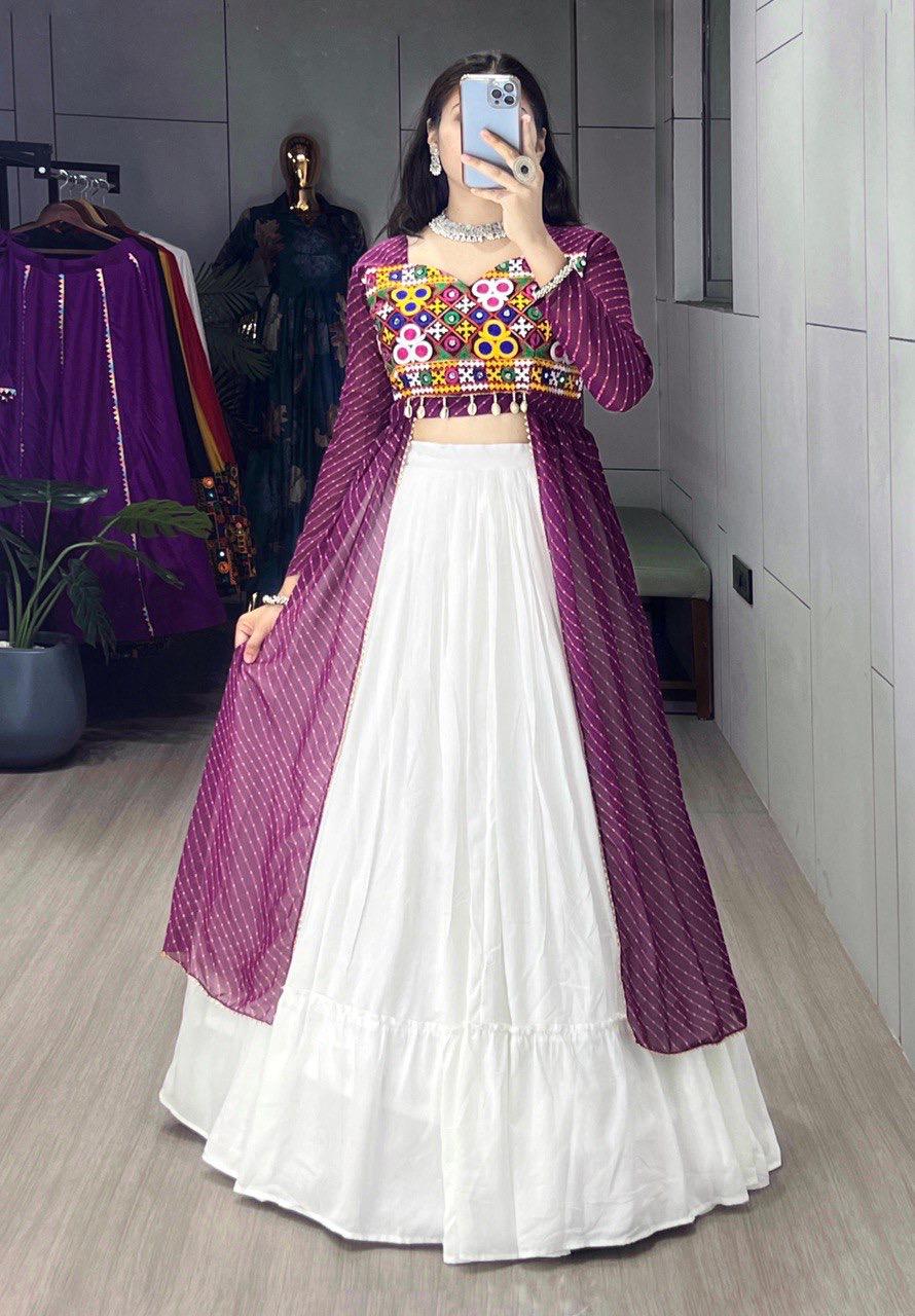 NAVRATRI SPECIAL LEHERIYA PRINT KURTIS WITH TRADITIONAL LEHENGA SET