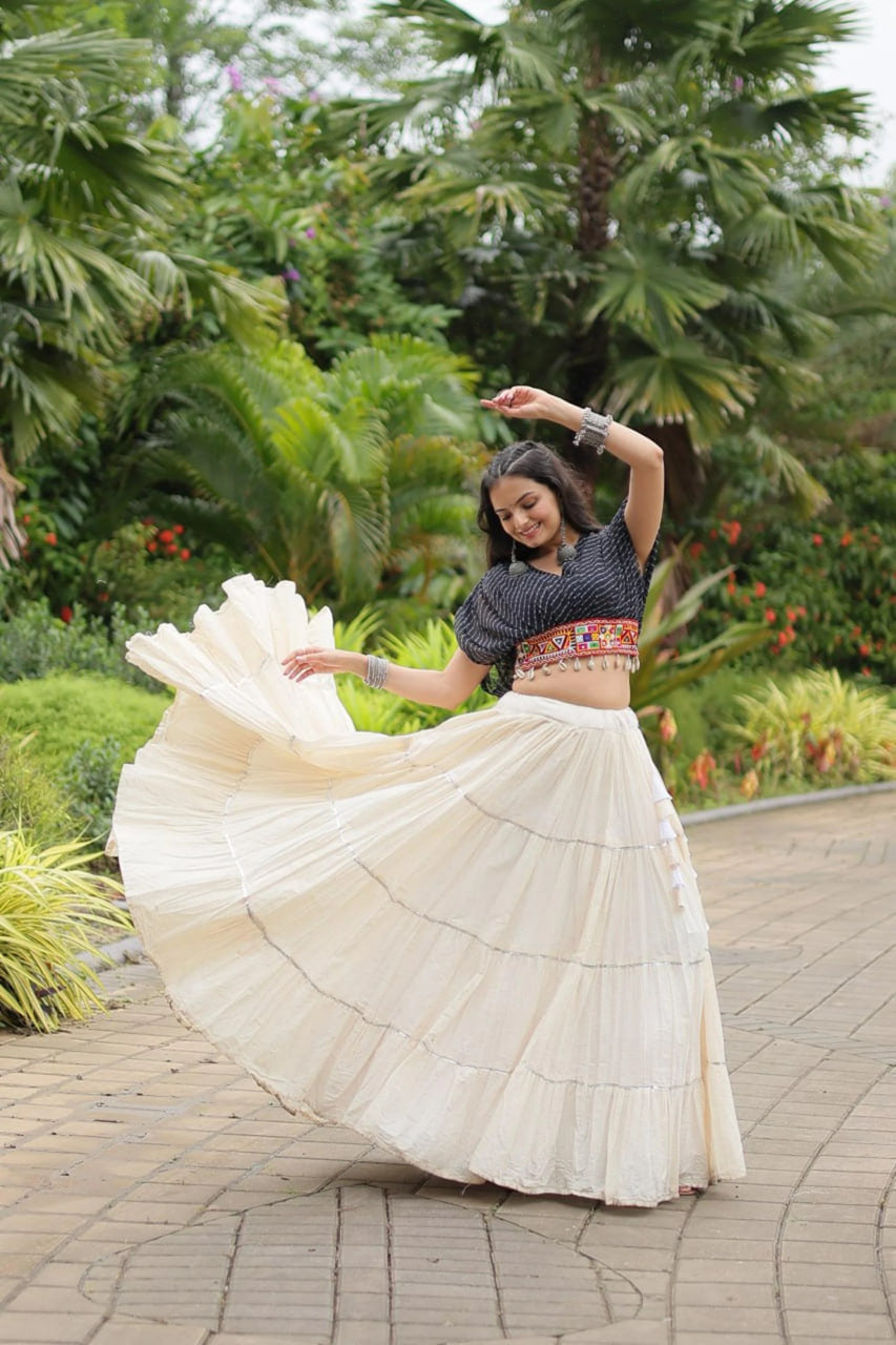 12-METER HUGE FLARED LEHENGA WITH BLACK DESIGNER BLOUSE