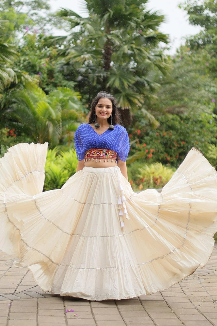 12-METER HUGE FLARED LEHENGA WITH BLUE DESIGNER BLOUSE