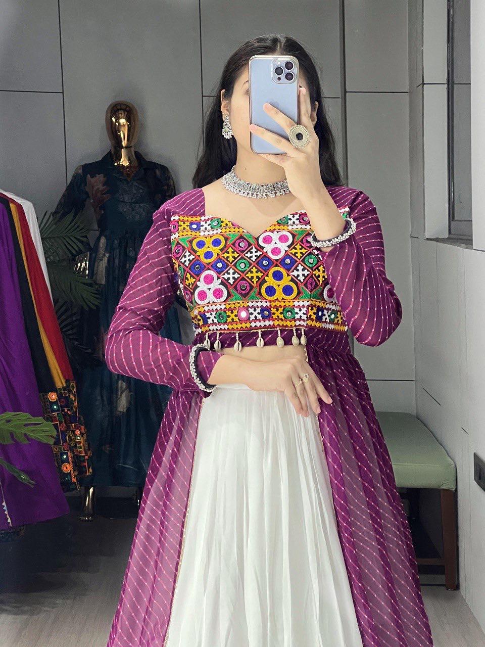 NAVRATRI SPECIAL LEHERIYA PRINT KURTIS WITH TRADITIONAL LEHENGA SET
