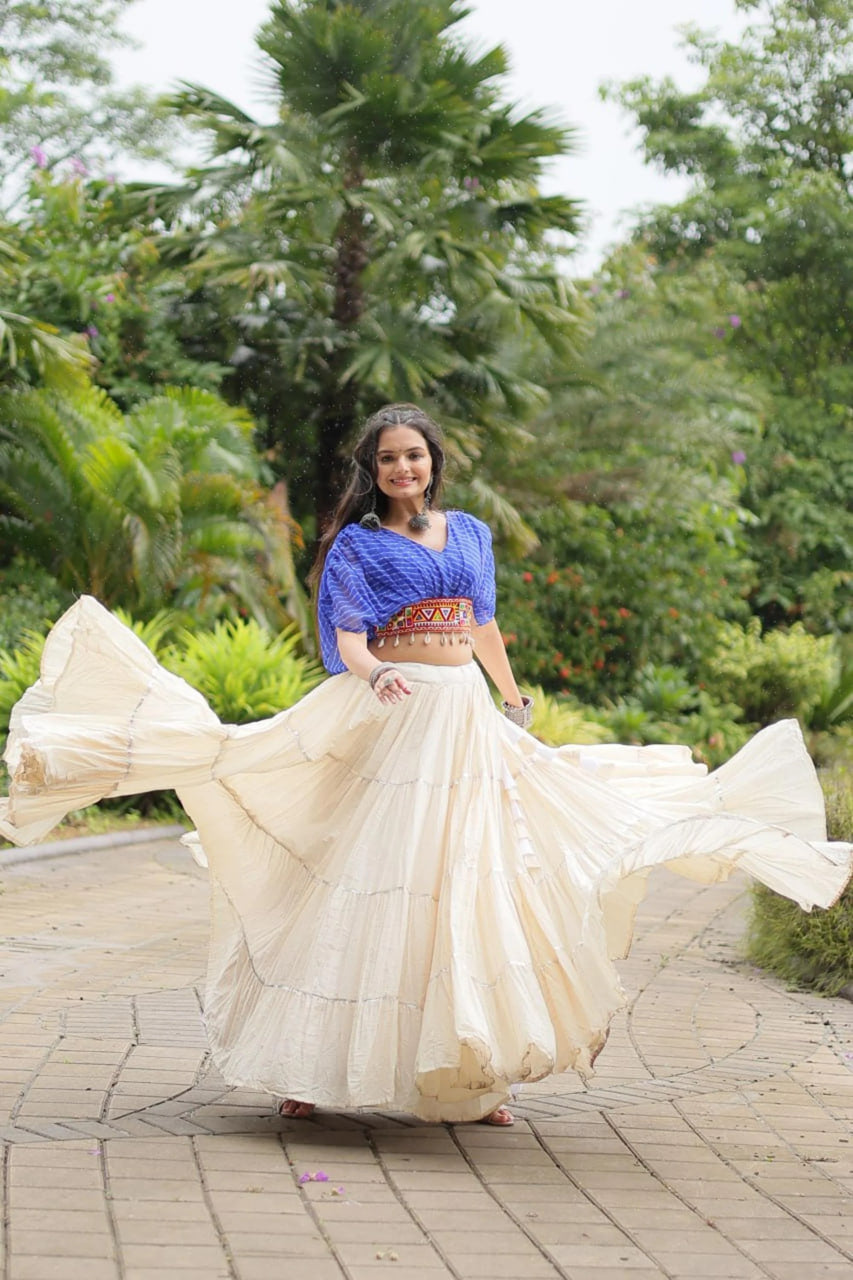 12-METER HUGE FLARED LEHENGA WITH BLUE DESIGNER BLOUSE