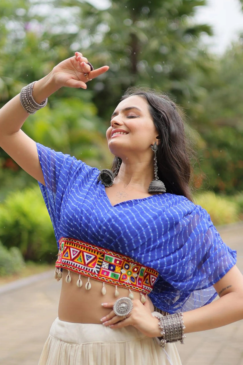 12-METER HUGE FLARED LEHENGA WITH BLUE DESIGNER BLOUSE
