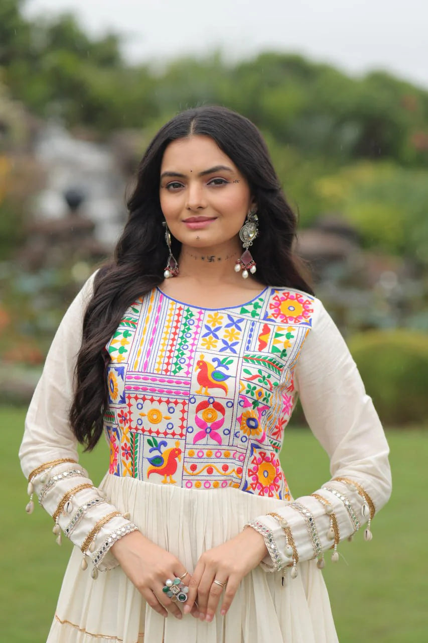 MILKY WHITE NAVRATRI GOWN