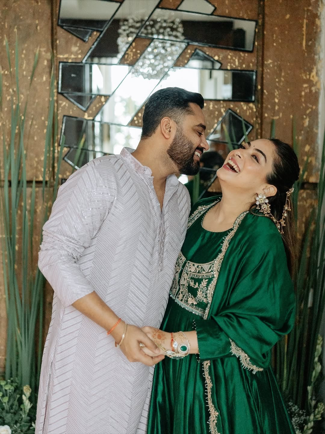 GREEN COLOR SILK BASE EMBROIDERED WORK ANARKALI SUIT SET OF 4